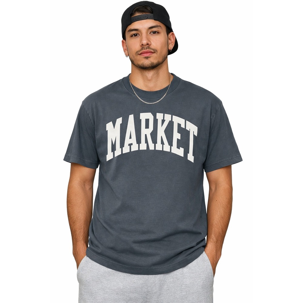 Market Arc Logo T Shirt Gray Short Sleeve Graphic Tee‎ Size Small